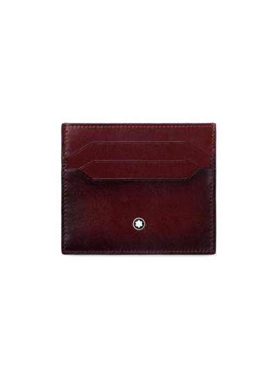 Shop Montblanc Men's Leather Meisterstück Card Holder In Dark Red