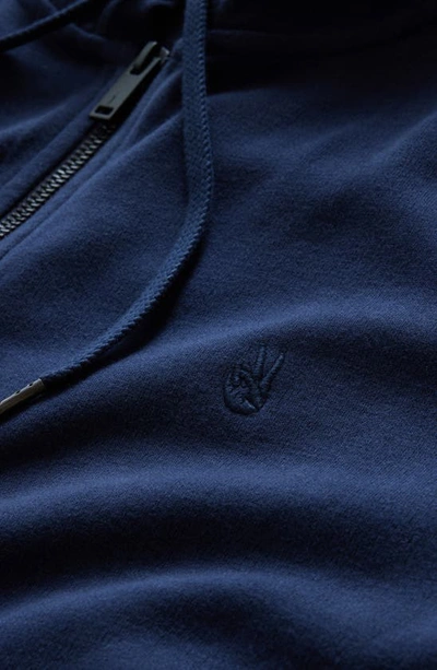 John Varvatos Cotton Double Knit Zip Hoodie In Ink Blue