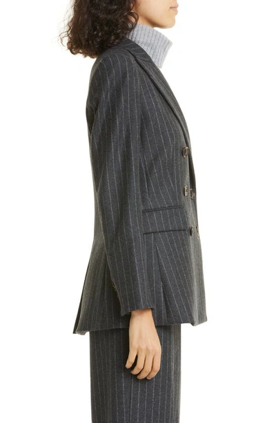 Shop Veronica Beard Ellette Chalk Stripe Stretch Wool Dickey Jacket In Charcoal Multi