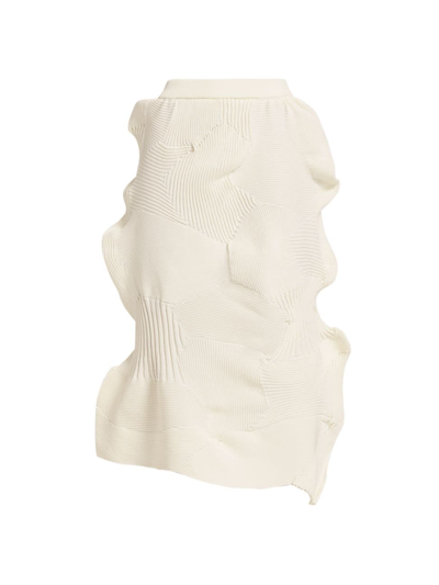 Shop Issey Miyake Women's Kone Patchwork Knit Midi-skirt In White