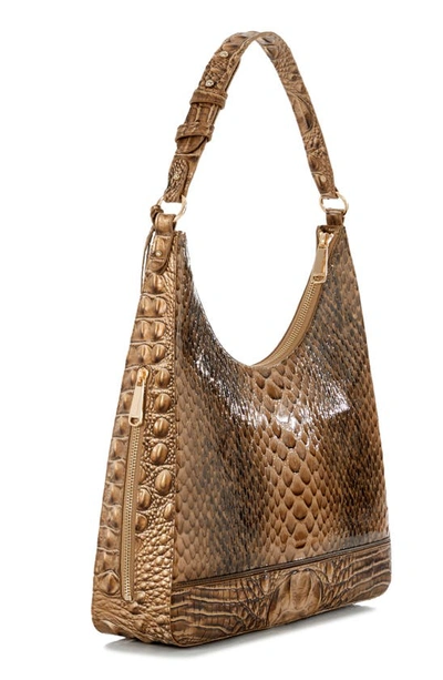 Shop Brahmin Tabitha Croc Embossed Leather Shoulder Bag In Macchiato