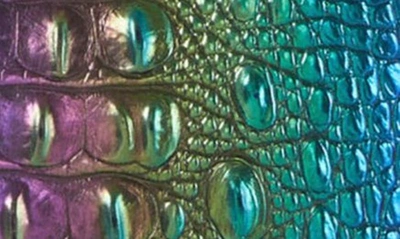 Shop Brahmin Lorelei Croc Embossed Leather Shoulder Bag In Blue-green Multi