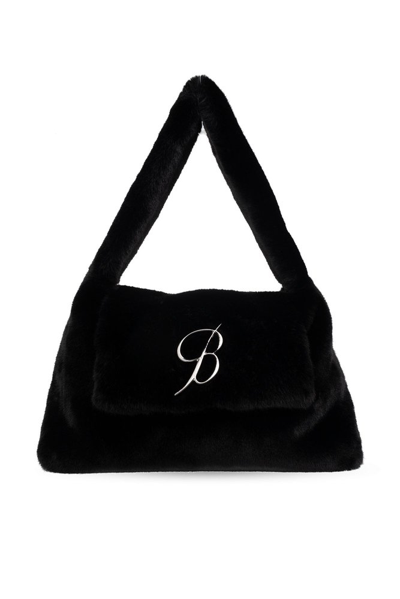 Shop Blumarine Logo Plaque Large Shoulder Bag In Black