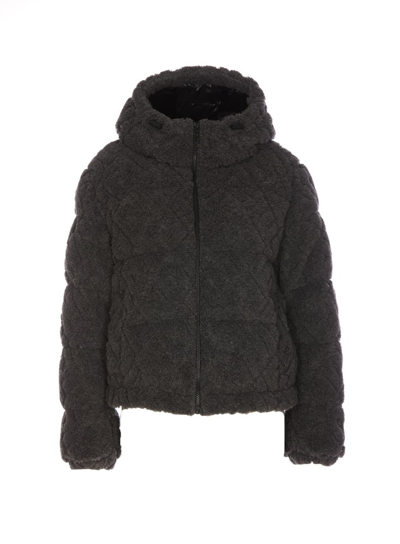 Shop Fendi Long Sleeved Hooded Zipped Jacket In Grey