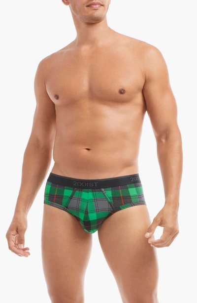 2(x)ist 4-pack No-show Stretch Briefs In Endagnered Tartan Plaid Black