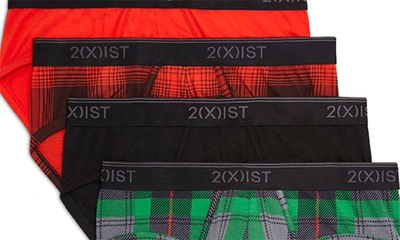 2(x)ist 4-pack No-show Stretch Briefs In Endagnered Tartan Plaid Black