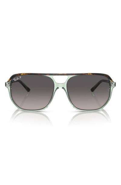Ray Ban Bill One 57mm Gradient Polarized Irregular Sunglasses In Havana On Transparent Green
