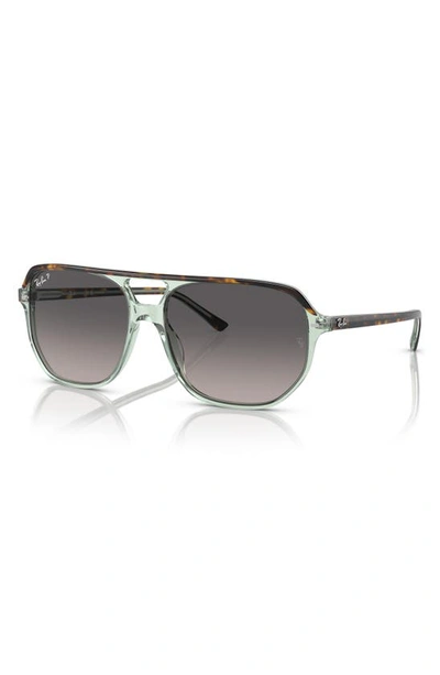 Ray Ban Bill One 57mm Gradient Polarized Irregular Sunglasses In Havana On Transparent Green