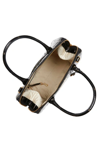 Brahmin Caroline Croc Embossed Leather Satchel In Black