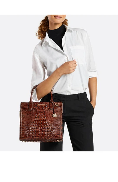 Brahmin Caroline Croc Embossed Leather Satchel In Black