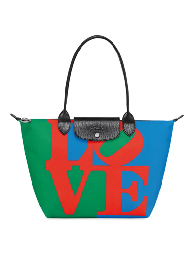 Shop Longchamp Women's  X Robert Indiana Medium Tote Bag In Neutral
