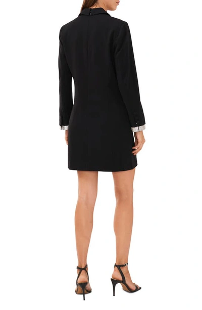 Shop Halogen Rhinestone Trim Peekaboo Long Sleeve Blazer Minidress In Rich Black