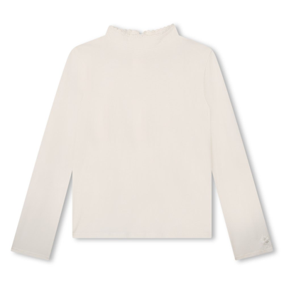 Shop Chloé Kids Logo Embroidered Ruffled Blouse In White