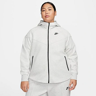Shop Nike Women's Sportswear Tech Fleece Windrunner Full-zip Hoodie (plus Size) In Light Grey/heather/black