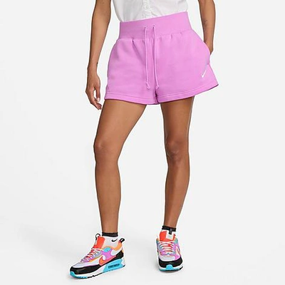 Shop Nike Women's Sportswear Phoenix Fleece High-waisted Loose Shorts In Rush Fuchsia/sail