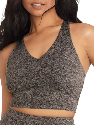 Shop Body Up Get Twisted Sports Bra In Black Heather