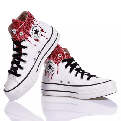 Shop Converse Platform White, Red Sneakers