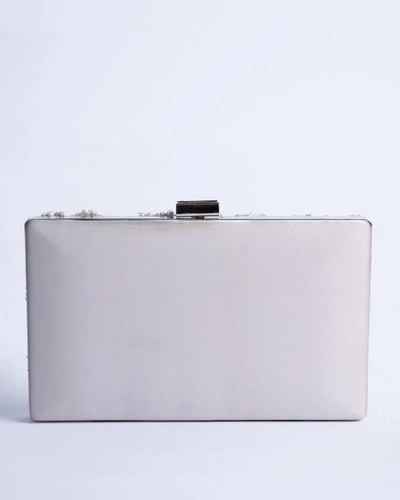 Shop Gemy Maalouf Embroidered Grey Clutch - Accessories