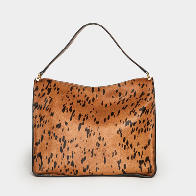 Shop Gianni Chiarini Rene Shoulder Bag In Animal Print Leather In Brown