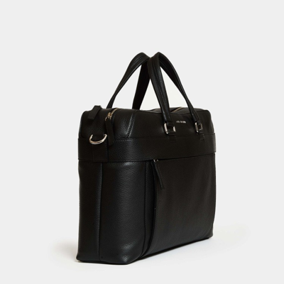 Shop Orciani Black Leather Work Bag With Double Zip
