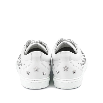 Shop Jimmy Choo Cash Star Leather Sneakers In White