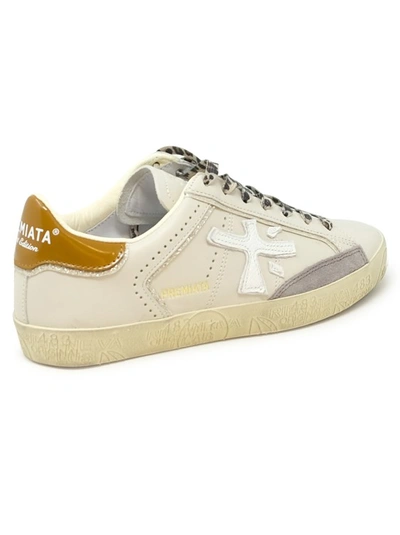 Shop Premiata White Leather Stevend Sneakers