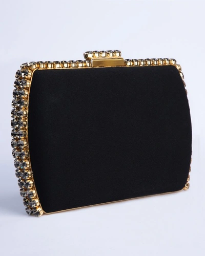 Shop Gemy Maalouf Black Clutch With Gold Hardware - Accessories