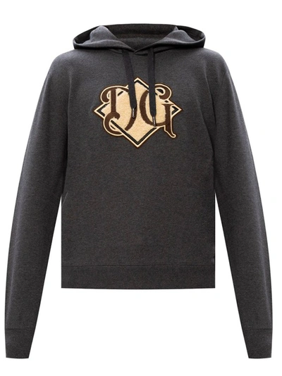 Shop Dolce & Gabbana Logo Hooded Sweatshirt In Black