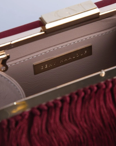 Shop Gemy Maalouf Wine Clutch With Fringes - Accessories In Burgundy