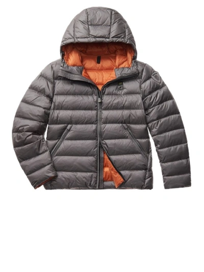 Shop Blauer Quilted Down Jacket With Fixed Hood In Grey