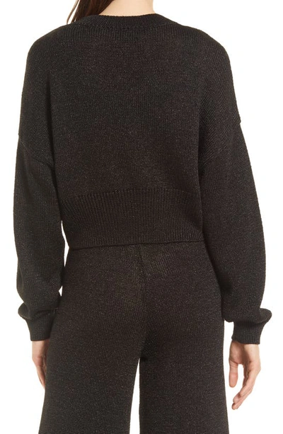 Open Edit Metallic Knit Twinset In Black