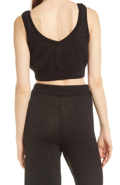 Open Edit Metallic Knit Twinset In Black