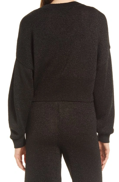 Open Edit Metallic Knit Twinset In Black