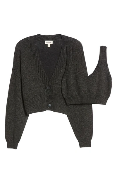 Open Edit Metallic Knit Twinset In Black