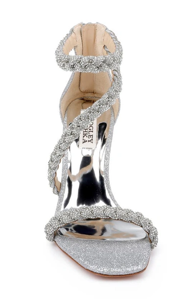 Shop Badgley Mischka Collection Fenix Embellished Ankle Strap Sandal In Silver
