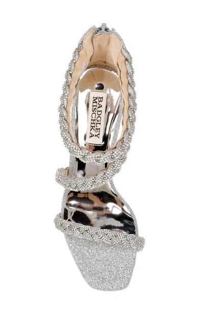 Shop Badgley Mischka Collection Fenix Embellished Ankle Strap Sandal In Silver
