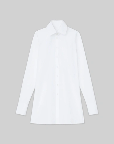 Shop Lafayette 148 Organic Cotton Poplin Button-front Tunic Shirt In White