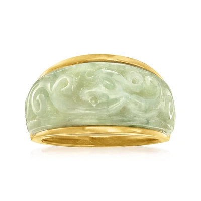 Shop Ross-simons Carved Jade Ring In 18kt Gold Over Sterling