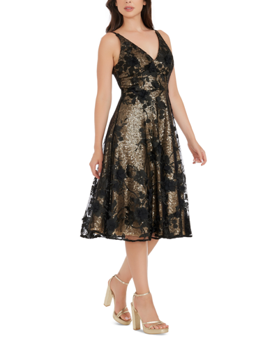 Shop Dress The Population Elisa Women's Sequin And Lace Dress In Brushed Gold Multi
