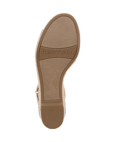 Franco Sarto Clemens Ankle Strap Platform Wedge Sandal In Tan,black Fabric