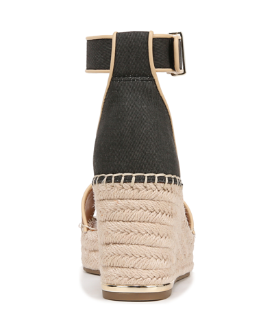 Franco Sarto Clemens Ankle Strap Platform Wedge Sandal In Tan,black Fabric