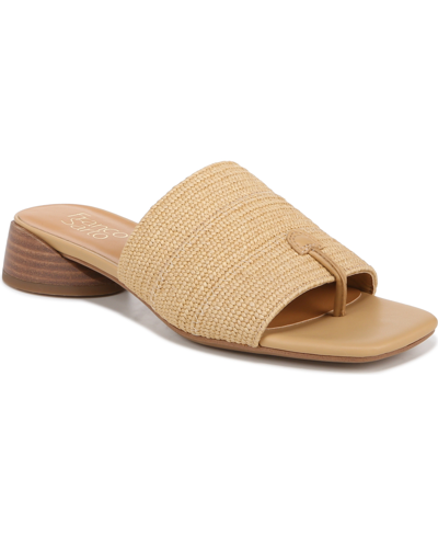 Shop Franco Sarto Women's Loran Stacked Heel Slide Dress Sandals In Natural Raffia Fabric