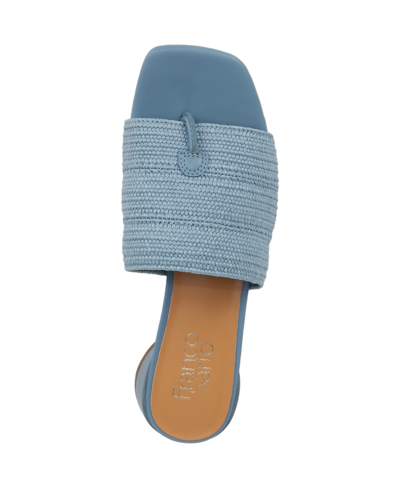 Shop Franco Sarto Women's Loran Stacked Heel Slide Dress Sandals In Natural Raffia Fabric