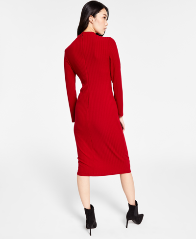 Shop Inc International Concepts Mock-neck Midi Dress, Created For Macy's In Fire Red