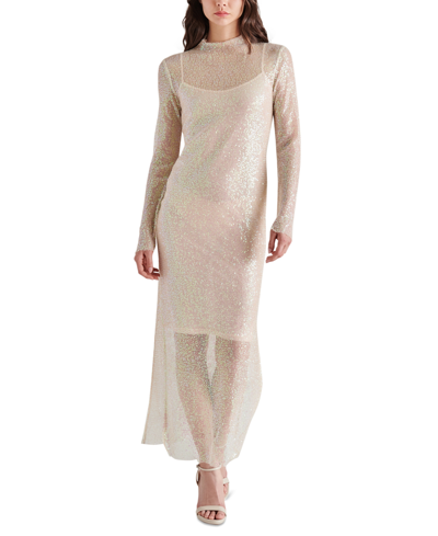Shop Steve Madden Women's Blakely Sequin Mesh Midi Dress In Ivory