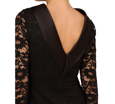 Shop Adrianna Papell Women's Lace Shawl-collar Sheath Dress In Black