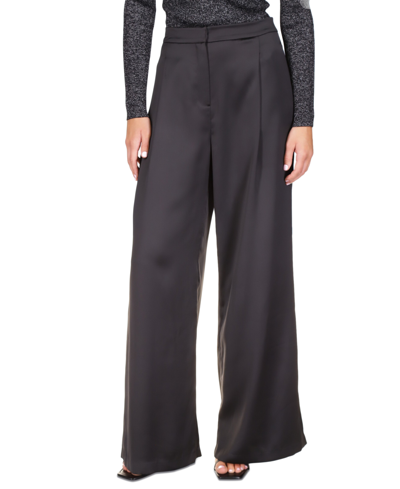 Shop Michael Kors Michael  Women's Satin Wide-leg Pants In Black