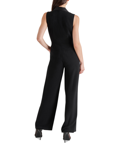 Shop Steve Madden Women's Iva Satin-lapel Tuxedo Jumpsuit In Black