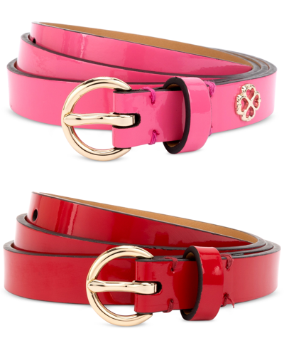 Shop Kate Spade Women's 2-pc. Patent Leather Belts In Pom Pom Pink,engine Red