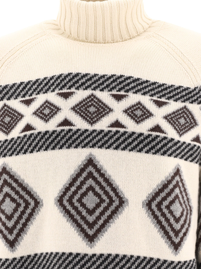 Shop Brunello Cucinelli Ethnic Jacquard Turtleneck Sweater